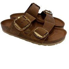 Birkenstock Arizona Big Buckle Women  s Sandals Cognac Suede Size US 7 EU 38 NEW