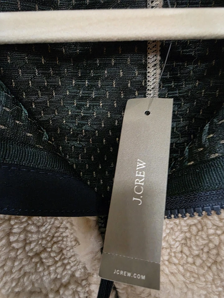 J Crew Nordic Vest Mens 2XL Beige Sherpa Fleece Zip Front Faux Fur NWT - Image 3 of 4