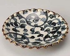 Japanese tableware O228 208 octopus arabesque wave shaped 4.5 plate Made in Japa