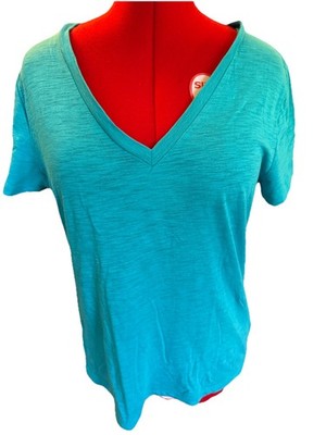 Mossimo Women s T Shirt XL V Neck Short Sleeves Light Turquoise