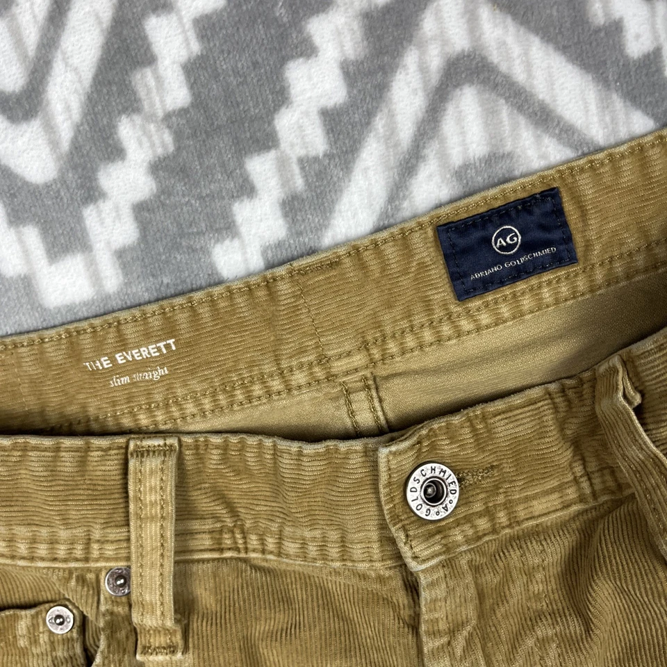 Calça masculina de veludo AG Adriano Goldschmied 34x34 marrom The Everett msr $198 - Imagem 3 de 4