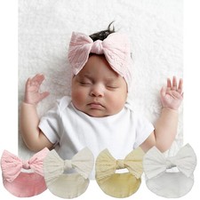 Baby Girl Large Bow Cable Knot Headband HB112