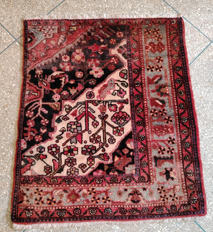 Alfombra de lana pequeña hecha a mano oriental vintage 3x4 alfombra floral arte contemporáneo Foto 3 de 4