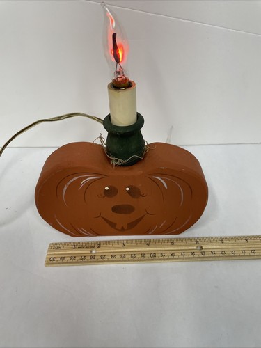 ELECTRIC PRIMITIVE/VINTAGE HALLOWEEN PUMPKIN HEAD WITH AWESOME GLOWING CANDLE - Picture 7 of 8