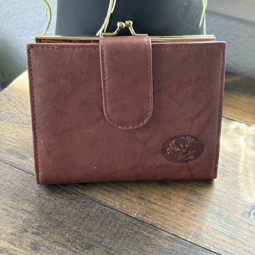 Vintage Waller Buxton Genuine Leather Brown Womens Ladys Coin Purse - Picture 2 of 11