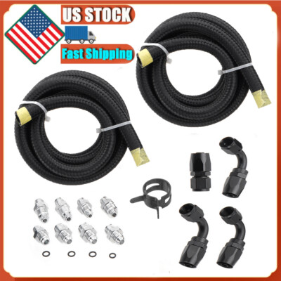 551082 Universal Power Steering Pump Hose Kit for LS Swap LS1 LS3 Engine Black