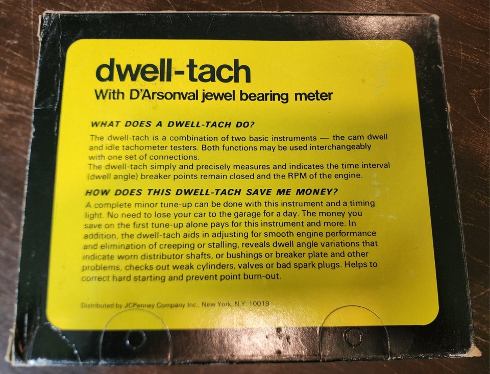 Vintage Hawk Rpm Dwell Tach Tachometer Tester New In Box JC Penney eBay