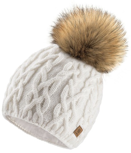 Damen Beanie Schal warm Winter Bommel Kunstfell Bommel wollig Vollfutter kuschelig - Bild 42 von 214