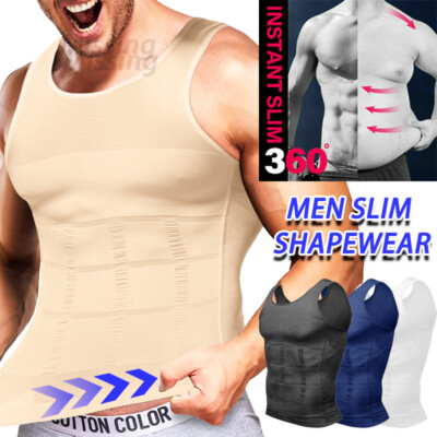 Mens Body Shaper Compression Vest Muscle Shirt Dad Bod Slimming Undershirt Tank 