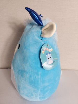 Squishmallows Xam Blue Kirin Deer Goat Antler Aqua Sparkle 12