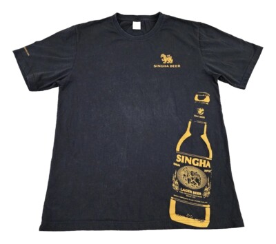 Singha Beer Shirt Mens Large Bangkok Thailand Thai Lager Lion Black Adult A59