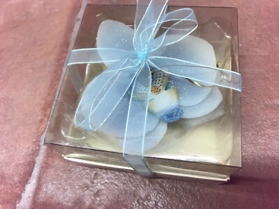 Kerze Handarbeit Orchidee hellblau