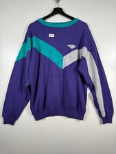 Vtg Mens Pony Colorblock Pullover Outdoor Fleece Sweatshirt Purple Sz 22.5x28