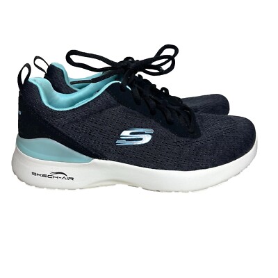 Skechers Skech Air Lace Up Sneaker Womens Size Black/Blue Memory Foam  Shoes