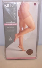 SILK IMPRESSION Light Support Sheer High Waist 20 Denier Cocoa 2 pair Tights S