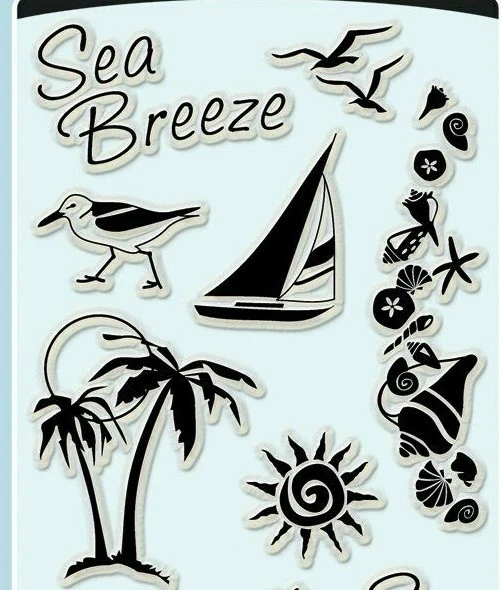 Conjunto de selos de acrílico transparente Coastal Beach por Inkadinkado 97521 NOVO! - Imagem 3 de 4