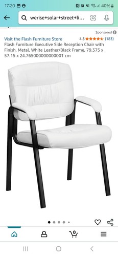 Flash Furniture BT-1404-WH-GG White Guest/Reception Chair with Black Frame - Picture 5 of 5