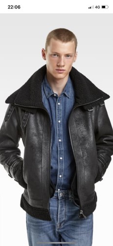 ZARA MENS FAUX LEATHER CONTRAST DOUBLE 