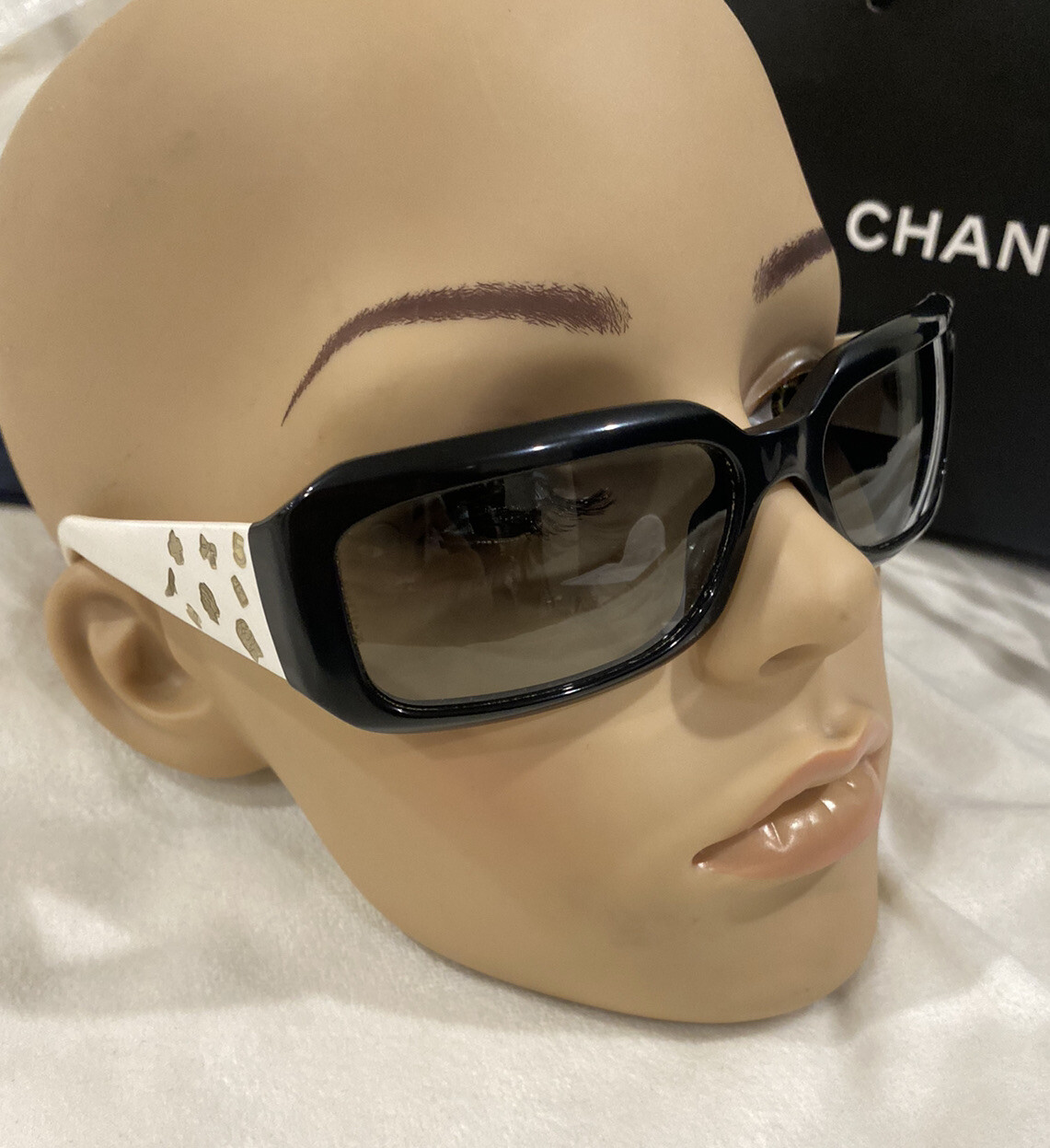 CHANEL Sunglasses AUTHENTIC Square Rectangle Blac… - image 10