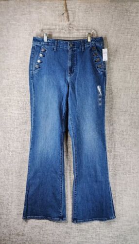 Gap Denim Jeans '70s Flare Womens 14T Blue High Rise Stretch Button Pockets NWT