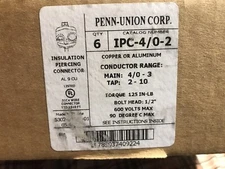 FULL BOX /6 PENN UNION CORP PIECE INSULATION PIERCING CONNECTION  4/0 TAP 2-10 