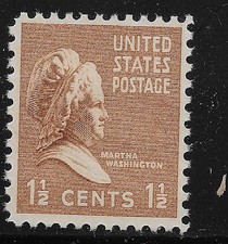 US Scott #805, Single 1938 Martha Washington 1.5c FVF MNH