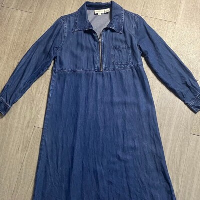 Vintage Nordstrom Jean Demin Blue Dress Small PRE OWNED Gardening Painting 