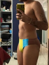 New Men's Sexy Multi-Color Low Rise Style Swim Brief w/Contoured Pouch-Gay