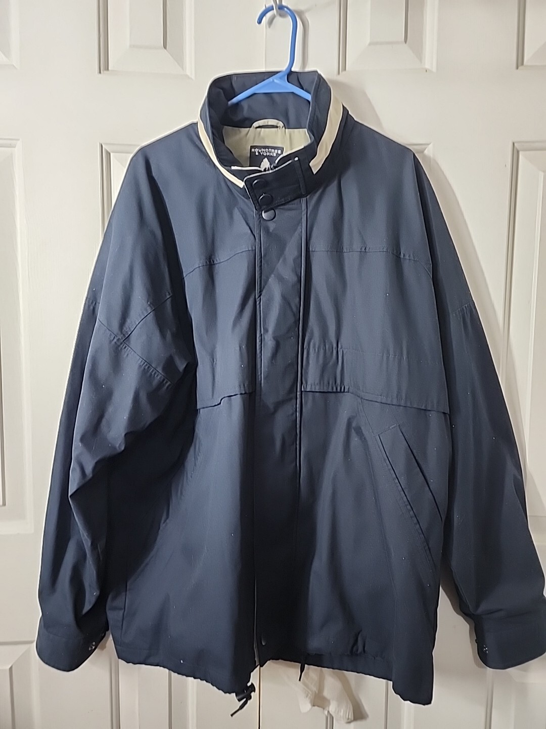 Roundtree & Yorke Mens XLT Navy Soft Shell Windbreaker Jacket Full Zip Outdoor Wear