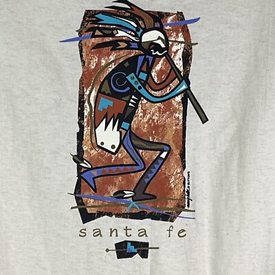 Vintage Single Stitch T-shirt Mens Small 90s Aztec Santa Fe Native American Art