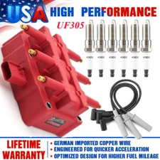 Spark Plug Wires Set and Ignition Coil UF305 FOR Jeep Wrangler 3.8L V6 2007-2011