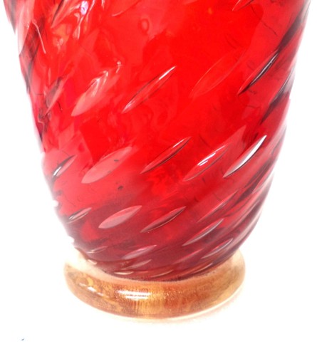 MURANO VENETIAN BAROVIER & TOSO RED SIGNORETTO ART GLASS BOWL VASE - Picture 5 of 6