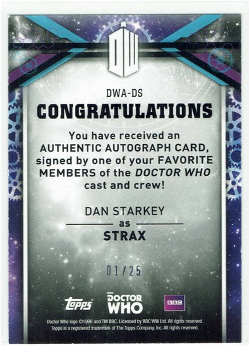 Doctor Who Signature Series 2018 Autograph DWA-DS Dan Starkey as Strax #01/25 - Picture 2 of 2