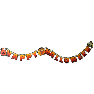 VTG Beistle Die Cut Happy Halloween Banner Jointed Streamer  6' USA 1989 letters