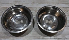 2 Stainless Steel Pet Bowls 1 Pint Black Rubber Bottom "the animal rescue site"