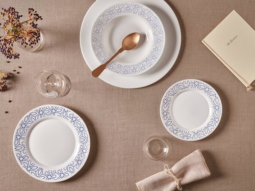 BORMIOLI ROCCO Servizio 18 piatti toledo in vetro opale decoro blu - Foto 2 di 6
