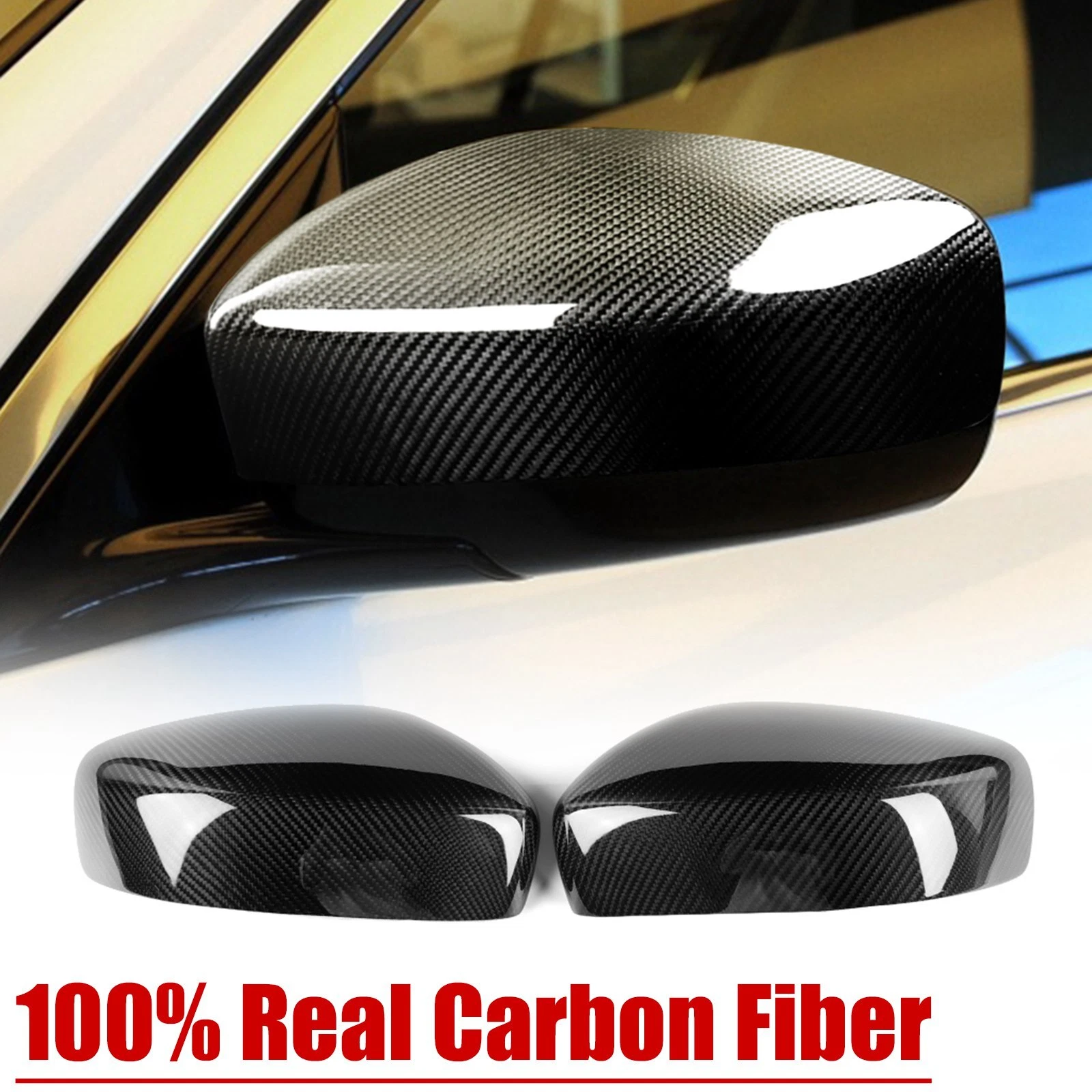 Real Carbon Fiber Side Wing Mirror Cover Caps For 2009-2013 Infiniti G25 G37 Q40