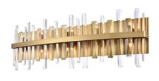 Wall Sconce 10 Light Fixture Satin Gold Bathroom Vanity Crystal Lighting 36"