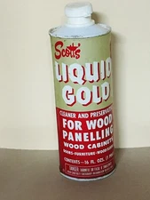 RARE! SCOTT'S LIQUID GOLD Vintage Metal Can Wood Cleaner & Preserve