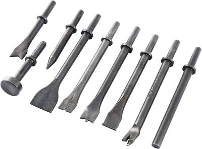 9 Pack Pneumatic Air Hammer Punch Chipping Bits 0.39 In Shank Tools Set Chisel