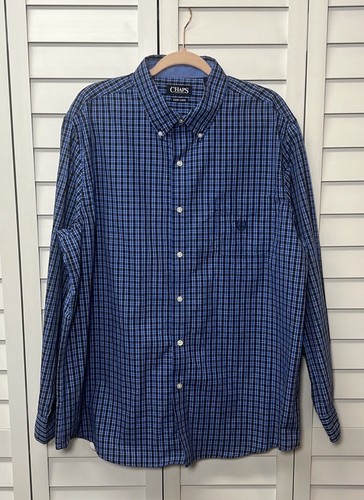 Chaps Long Sleeve Plaid Wrinkle Resistant Button Down Shirt Size XL NWT