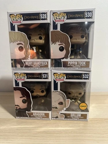 Funko Pop! Lord of the Rings Merry 528, Pippin 530, Aragorn 531, Gollum 532 lot