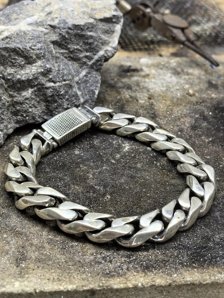 925 Silver 12MM Heavy Chain Curb Link Chain Bracelet - Image 4 of 4