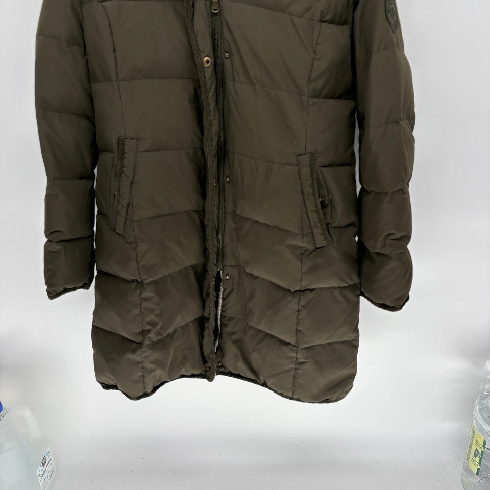 Polo Ralph Lauren Green Goose Down Puffer Parka Jacket Sherpa Hood Fur Lined M - Image 4 of 4