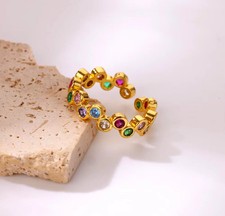 Adjustable Round Rainbow Ring