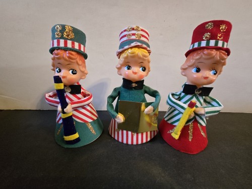 3 Vintage Weihnachtsfiguren Filz, Karolinger Musiker Japan Mcm - Bild 1 von 8