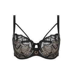 Chantelle Graphic Support Lace Full Coverage Bra Black 44DDD EU 100F NWOT 21S1