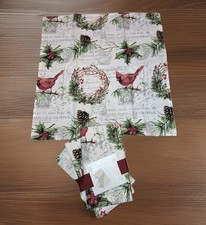 NEW 4 Pc Set Of Envogue Holiday Christmas Redbird Red Bird Cloth Napkins NWT