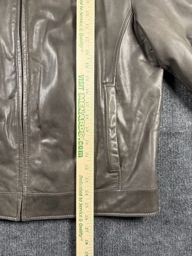 Roundtree & Yorke Leather Jacket Size L Brown Zip Front Bomber image 3