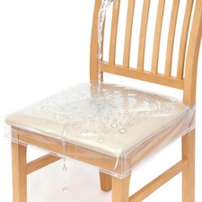 4 Pack Stain, Water and Kitty Scratch Resistant Clear Dining Chair Covers/Sli...